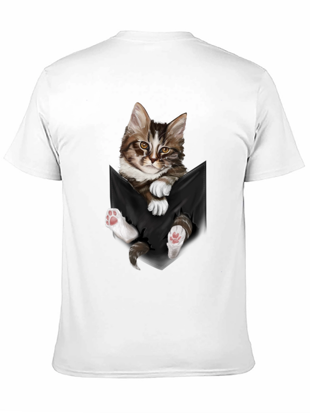 Cat Pocket T-Shirt - Novelty Animal Tee