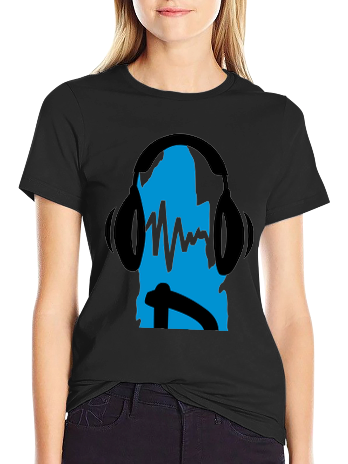 Cool DJ Headphones Black T-Shirt