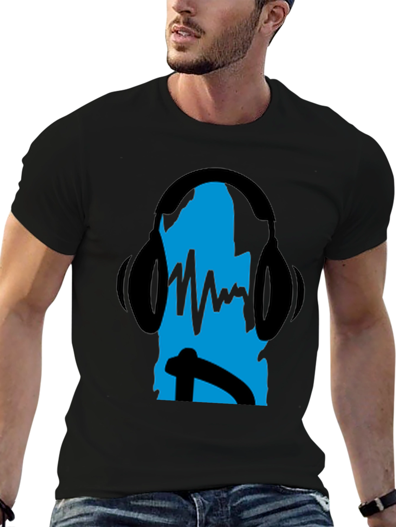 Cool DJ Headphones Black T-Shirt