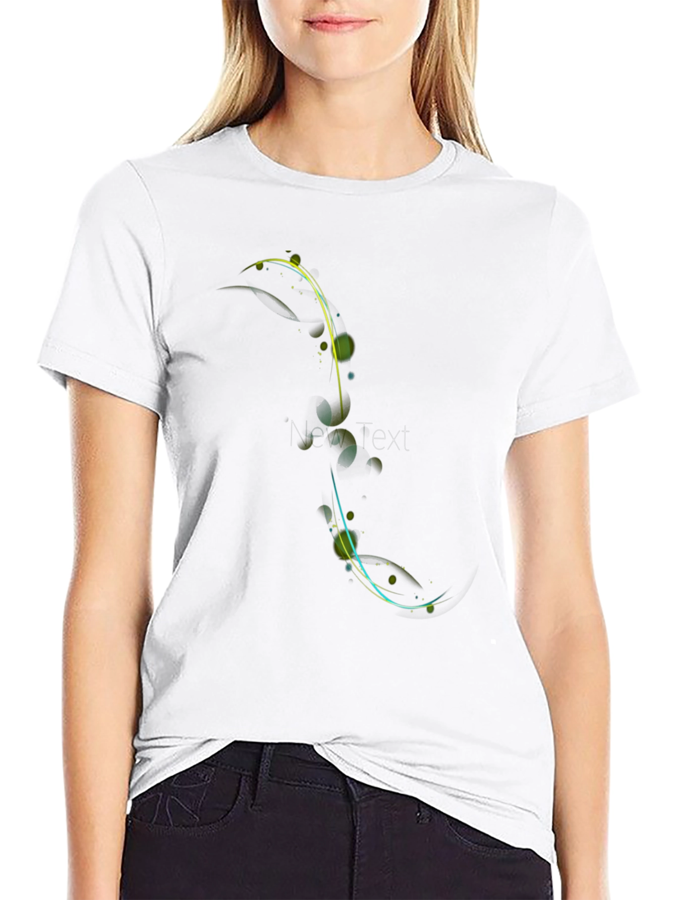 Stylish Black Tee with Abstract Floral Design