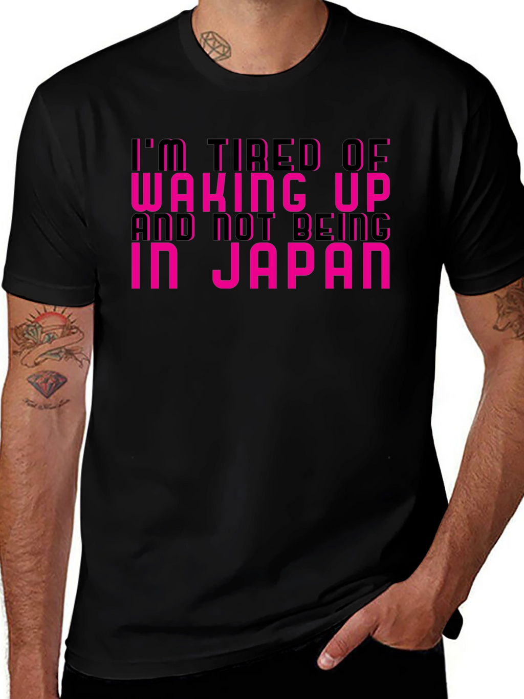Im Tired of Not Being In Japan Black Tee