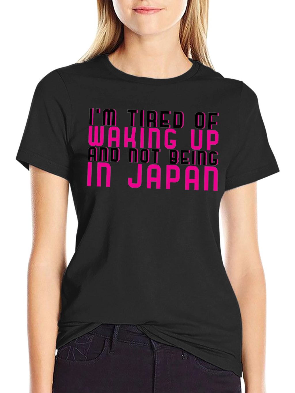 Im Tired of Not Being In Japan Black Tee