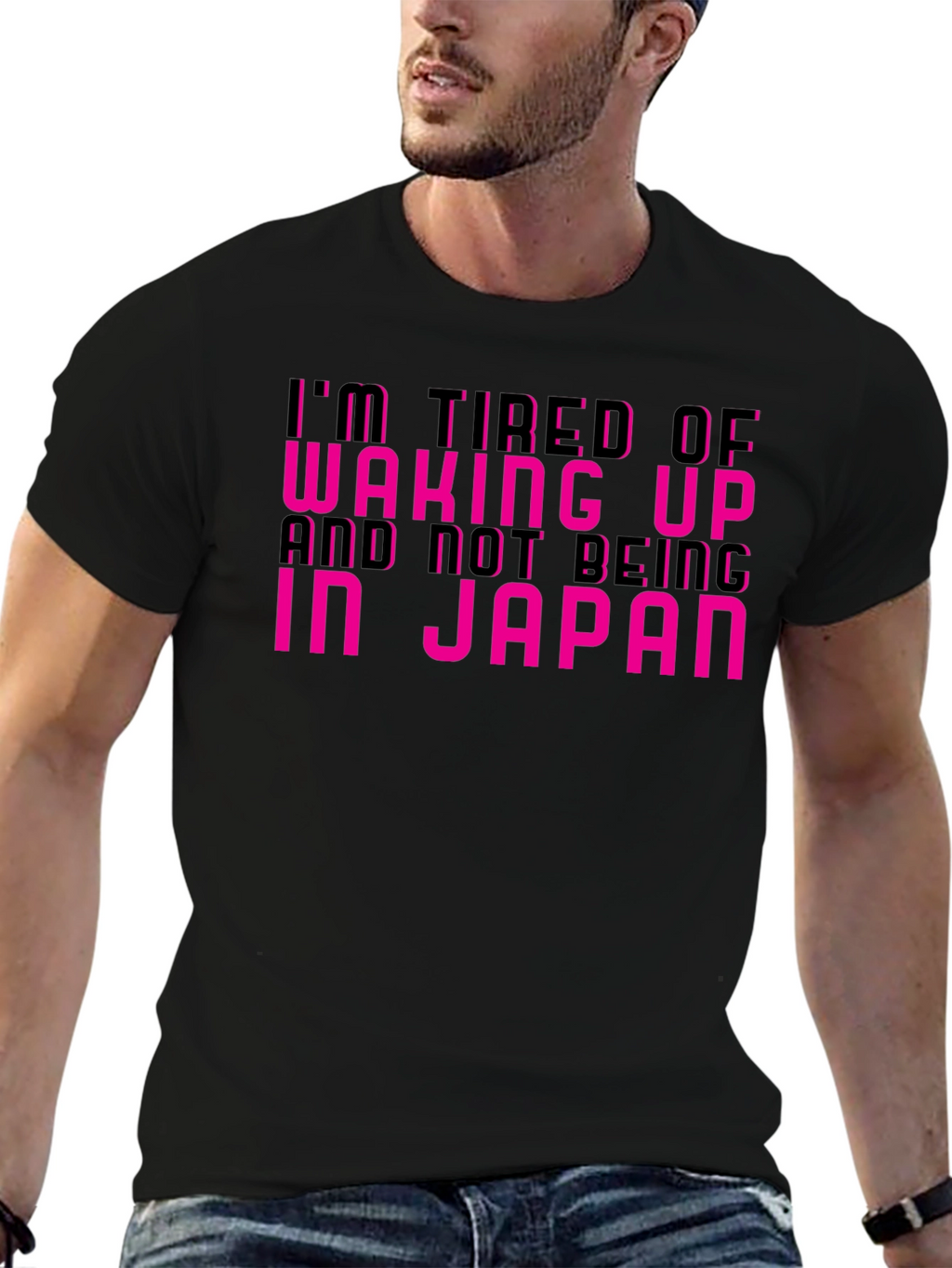 Im Tired of Not Being In Japan Black Tee