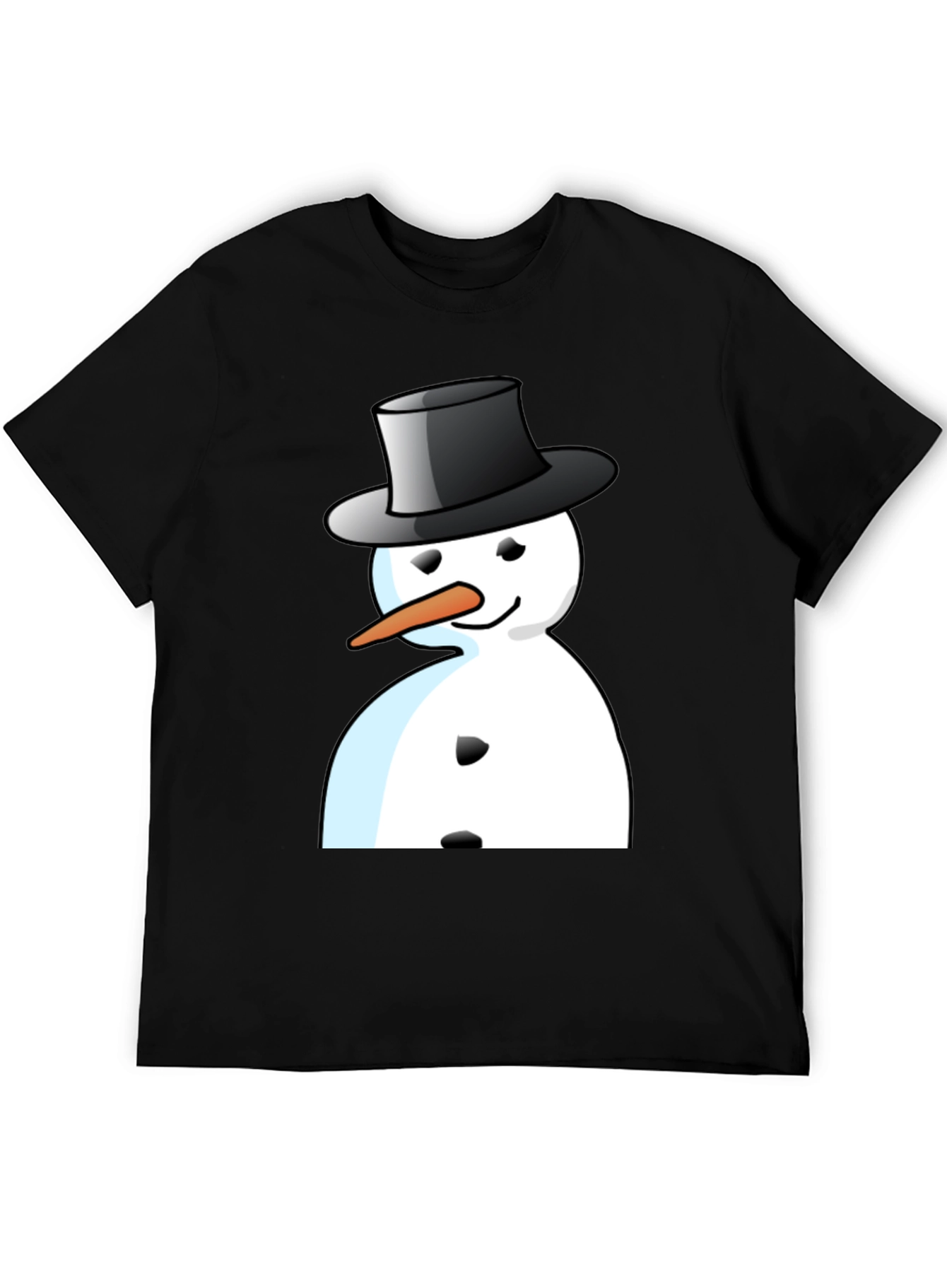Snowman Graphic T-Shirt - Black Cotton Blend Tee