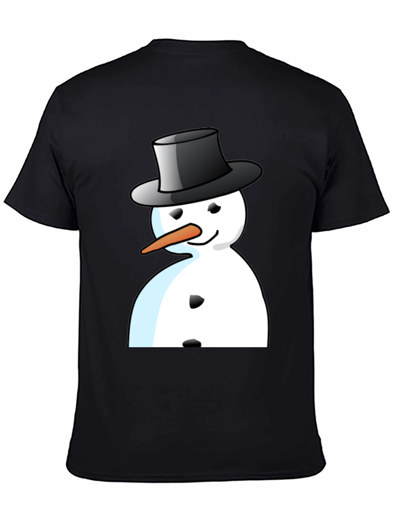 Snowman Graphic T-Shirt - Black Cotton Blend Tee