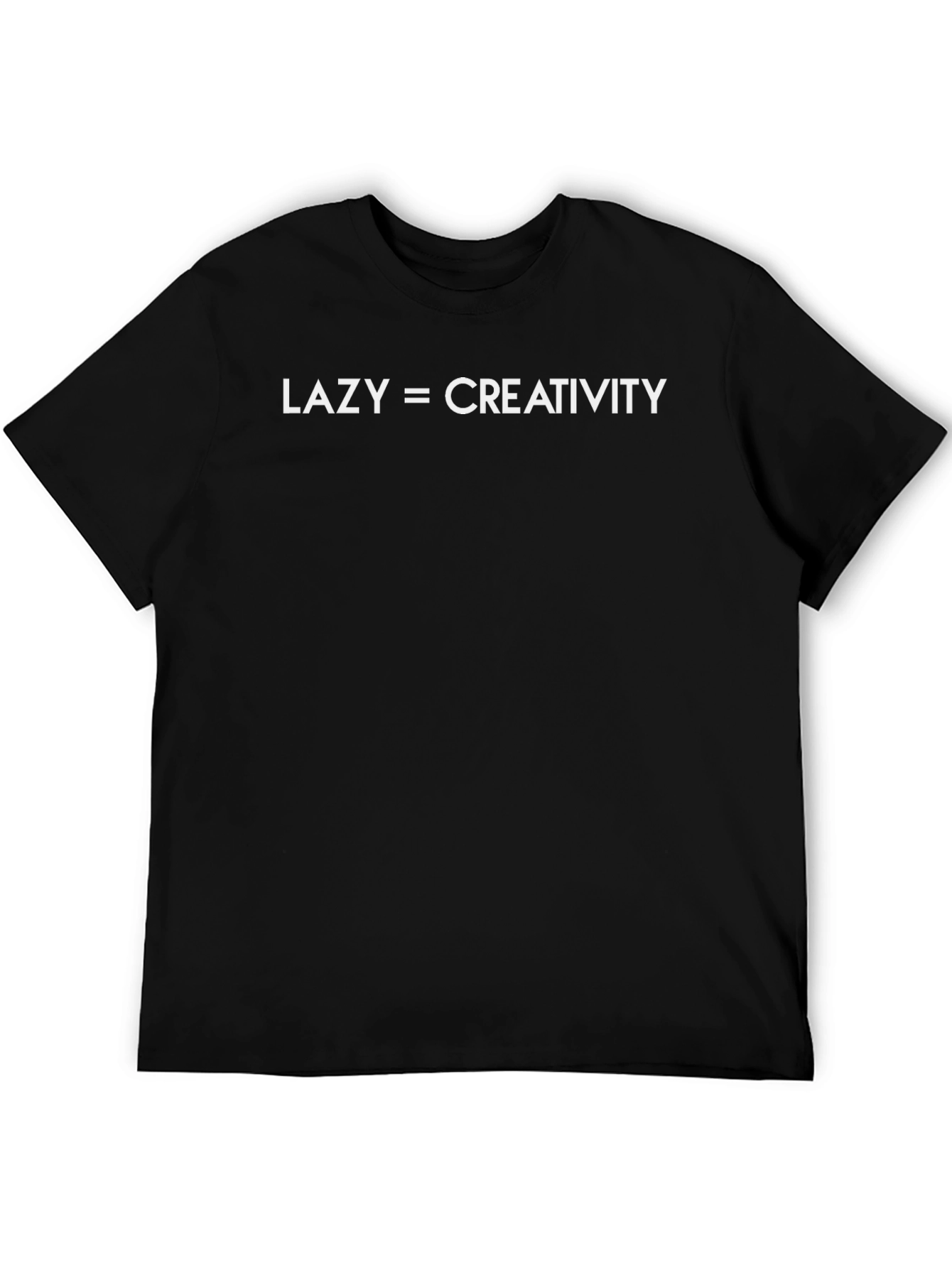 Lazy = Creativity Mens Black Graphic T-Shirt
