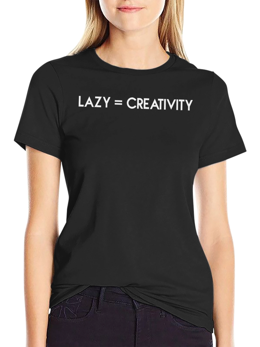 Lazy = Creativity Mens Black Graphic T-Shirt