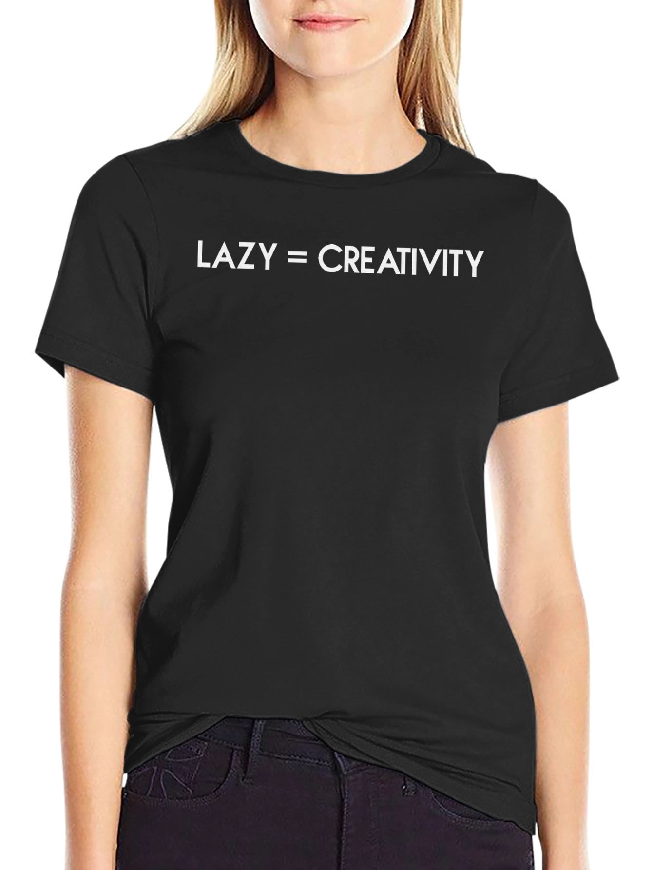 Lazy = Creativity Mens Black Graphic T-Shirt