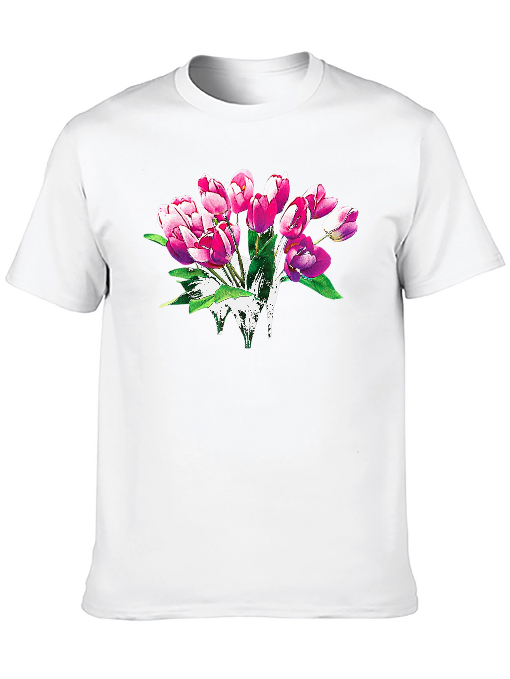 Floral Tulip Graphic Print Black T-Shirt