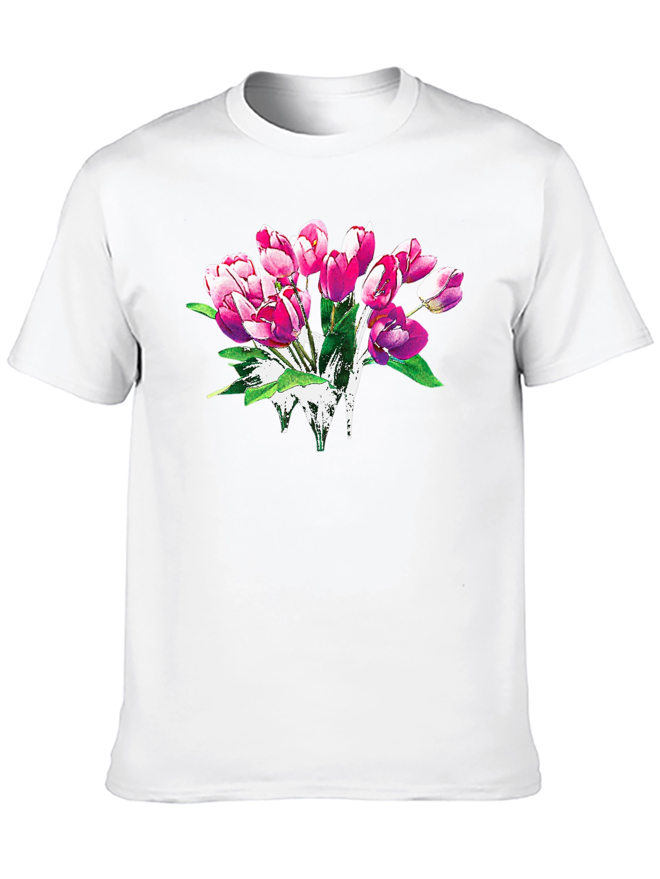 Floral Tulip Graphic Print Black T-Shirt