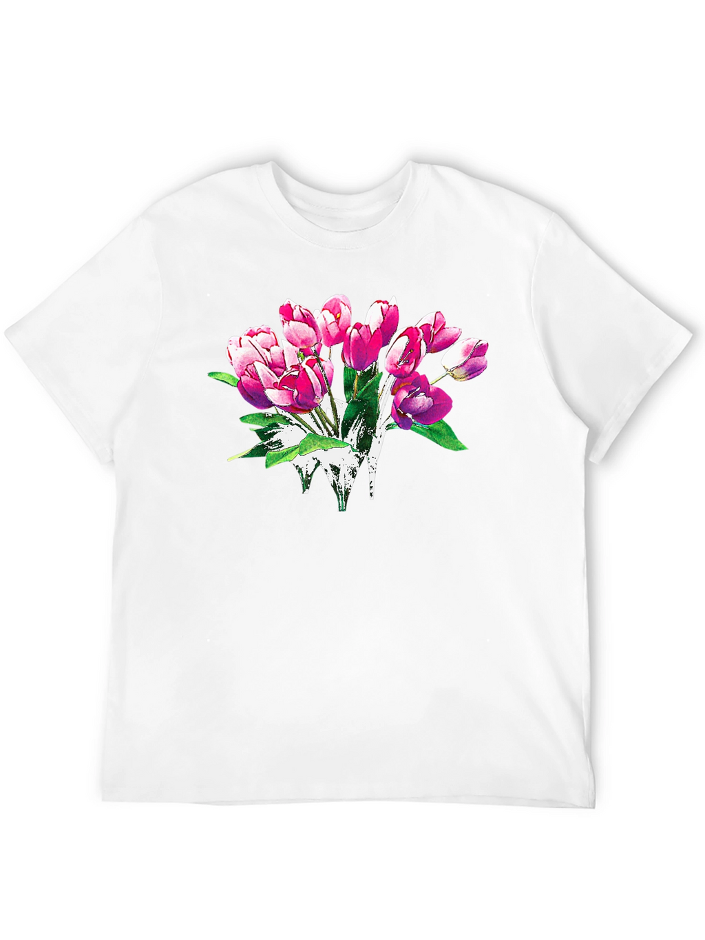 Floral Tulip Graphic Print Black T-Shirt
