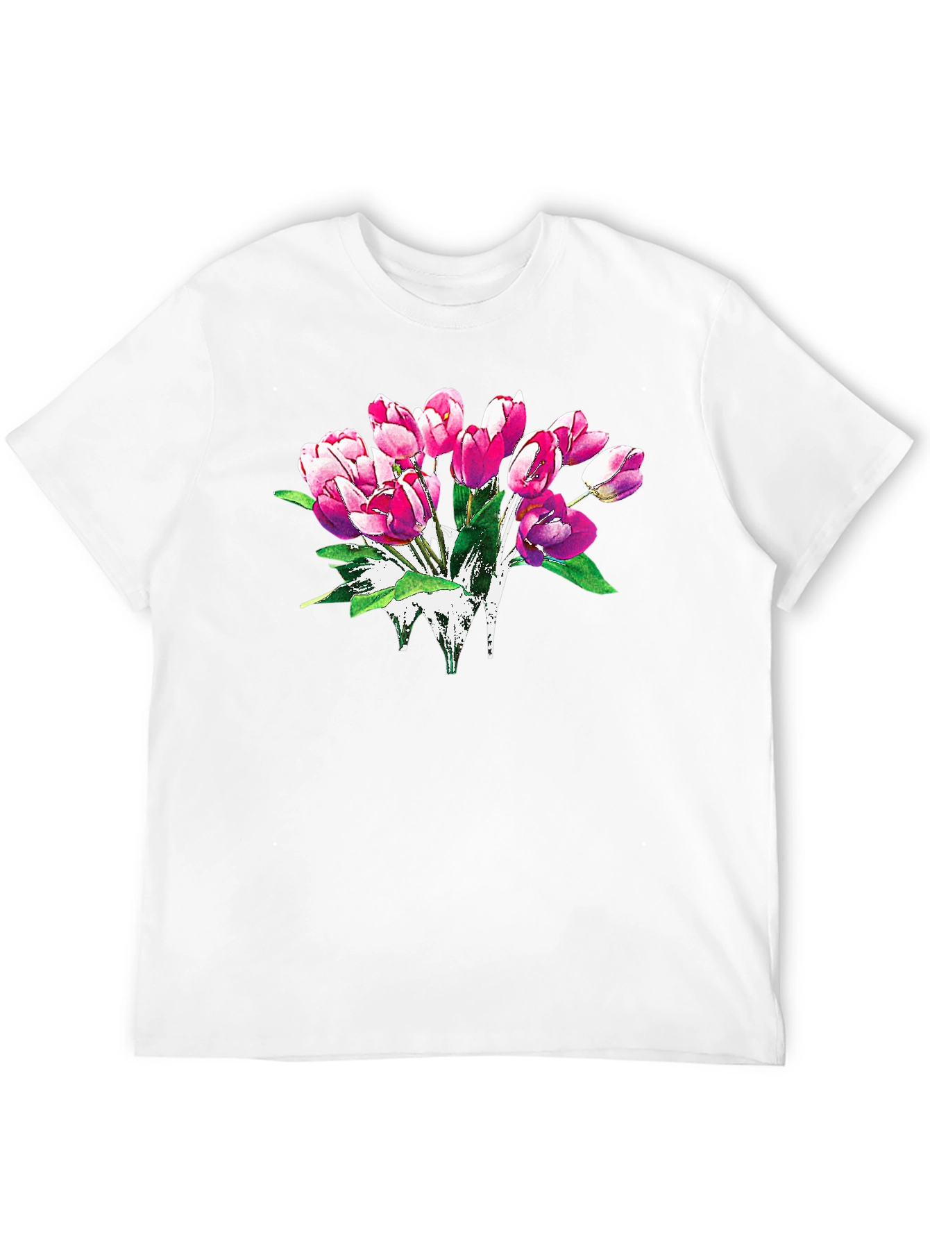 Floral Tulip Graphic Print Black T-Shirt