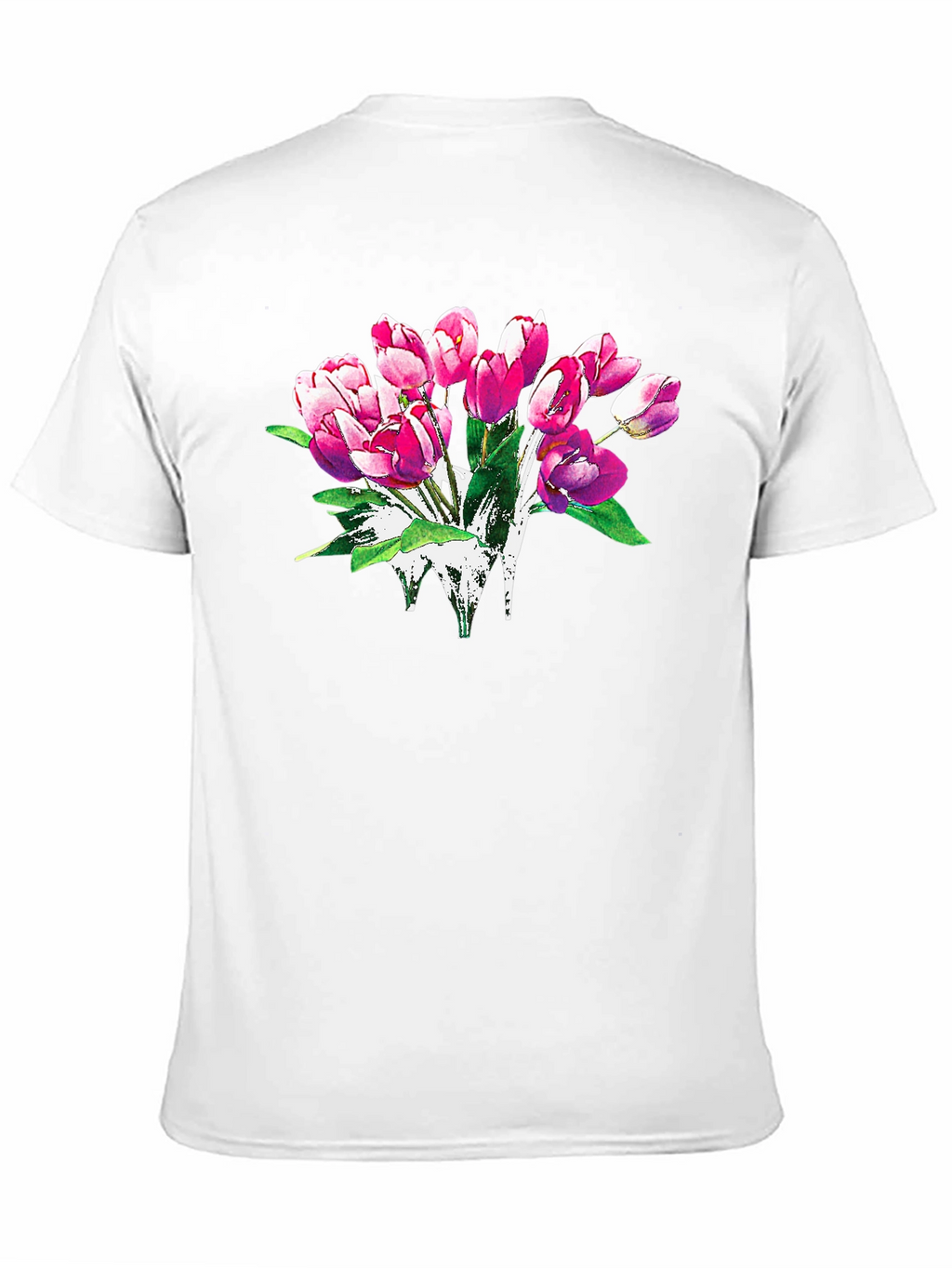 Floral Tulip Graphic Print Black T-Shirt