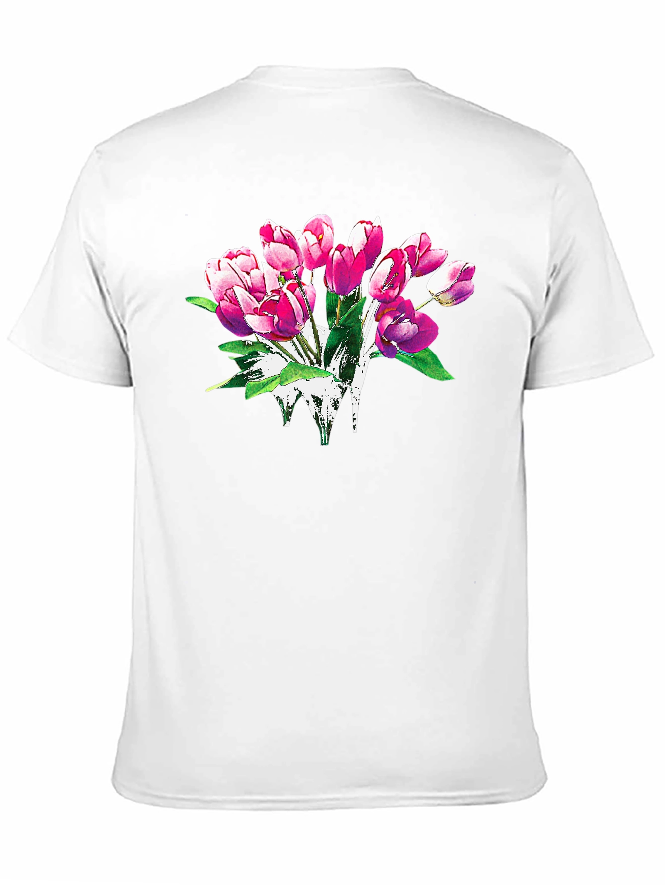 Floral Tulip Graphic Print Black T-Shirt