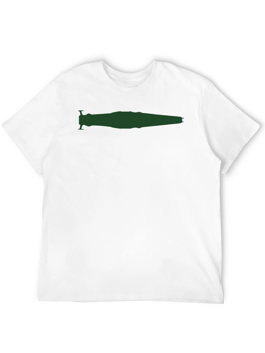 Mens Black T-Shirt with Green Spaceship Silhouette