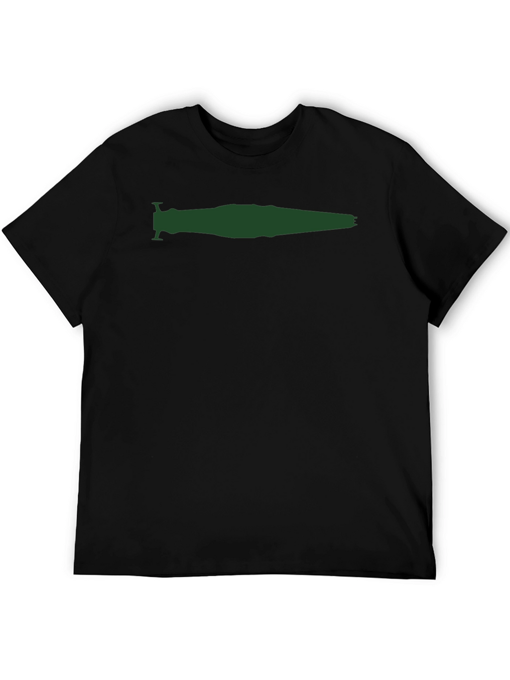 Mens Black T-Shirt with Green Spaceship Silhouette
