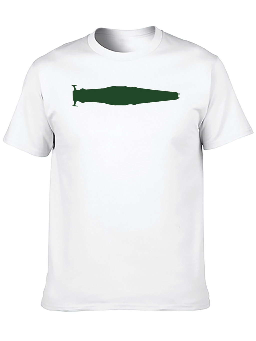 Mens Black T-Shirt with Green Spaceship Silhouette