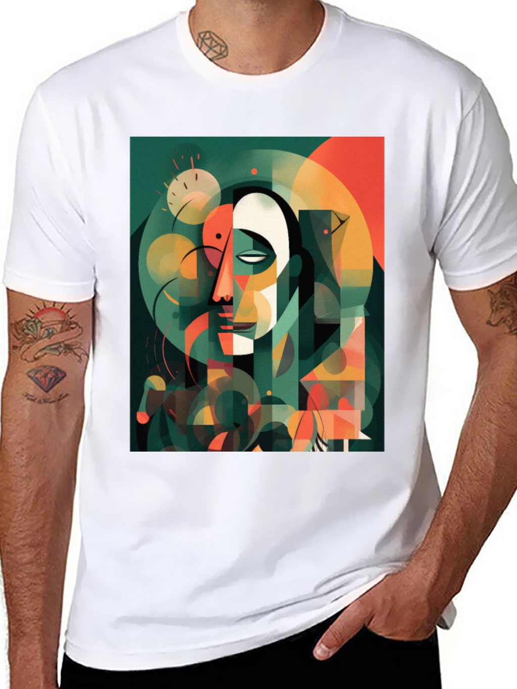 Abstract Geometric Face Graphic Tee