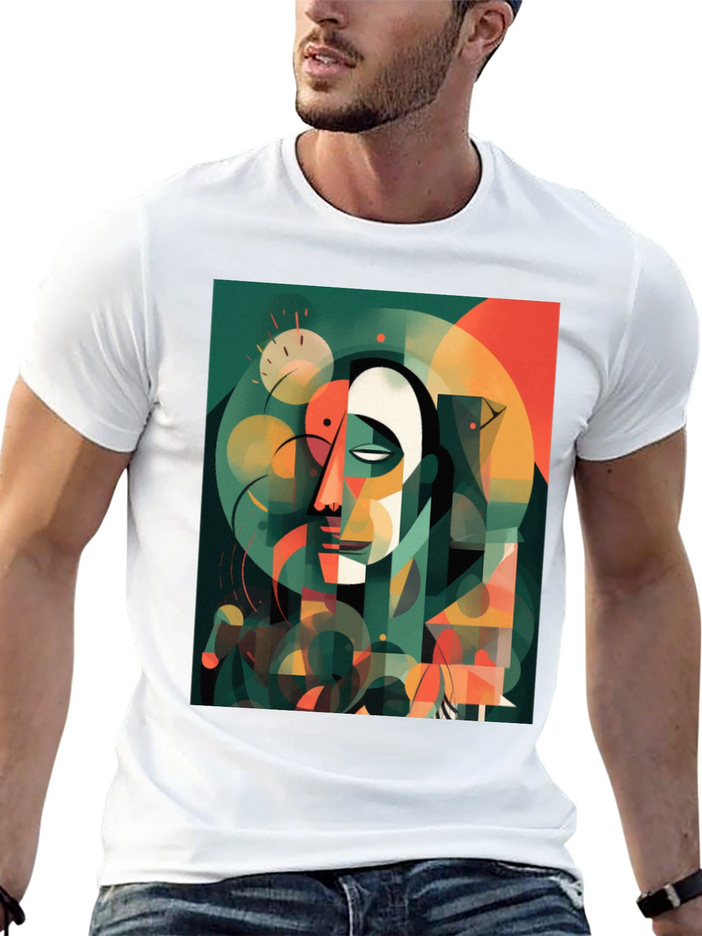 Abstract Geometric Face Graphic Tee