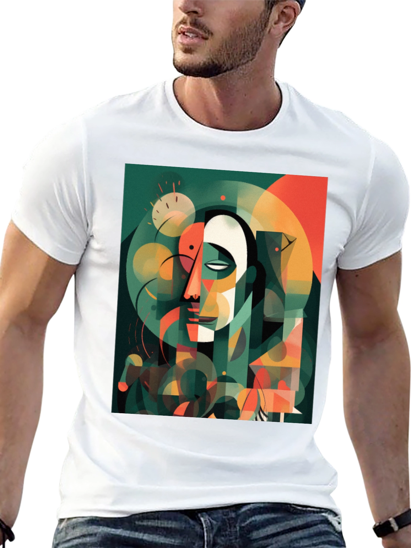 Abstract Geometric Face Graphic Tee