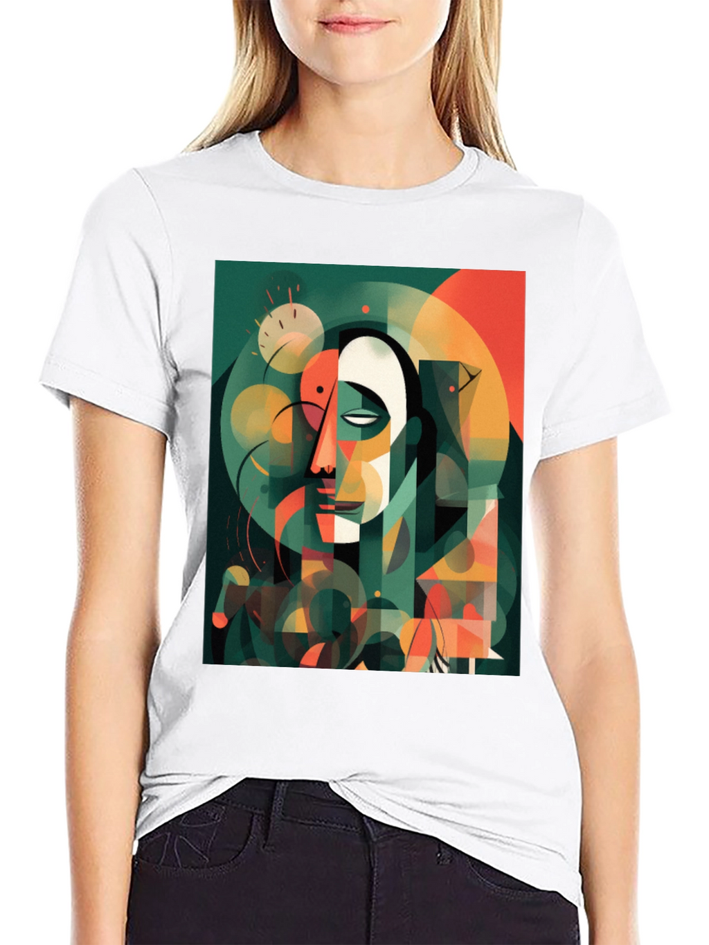 Abstract Geometric Face Graphic Tee
