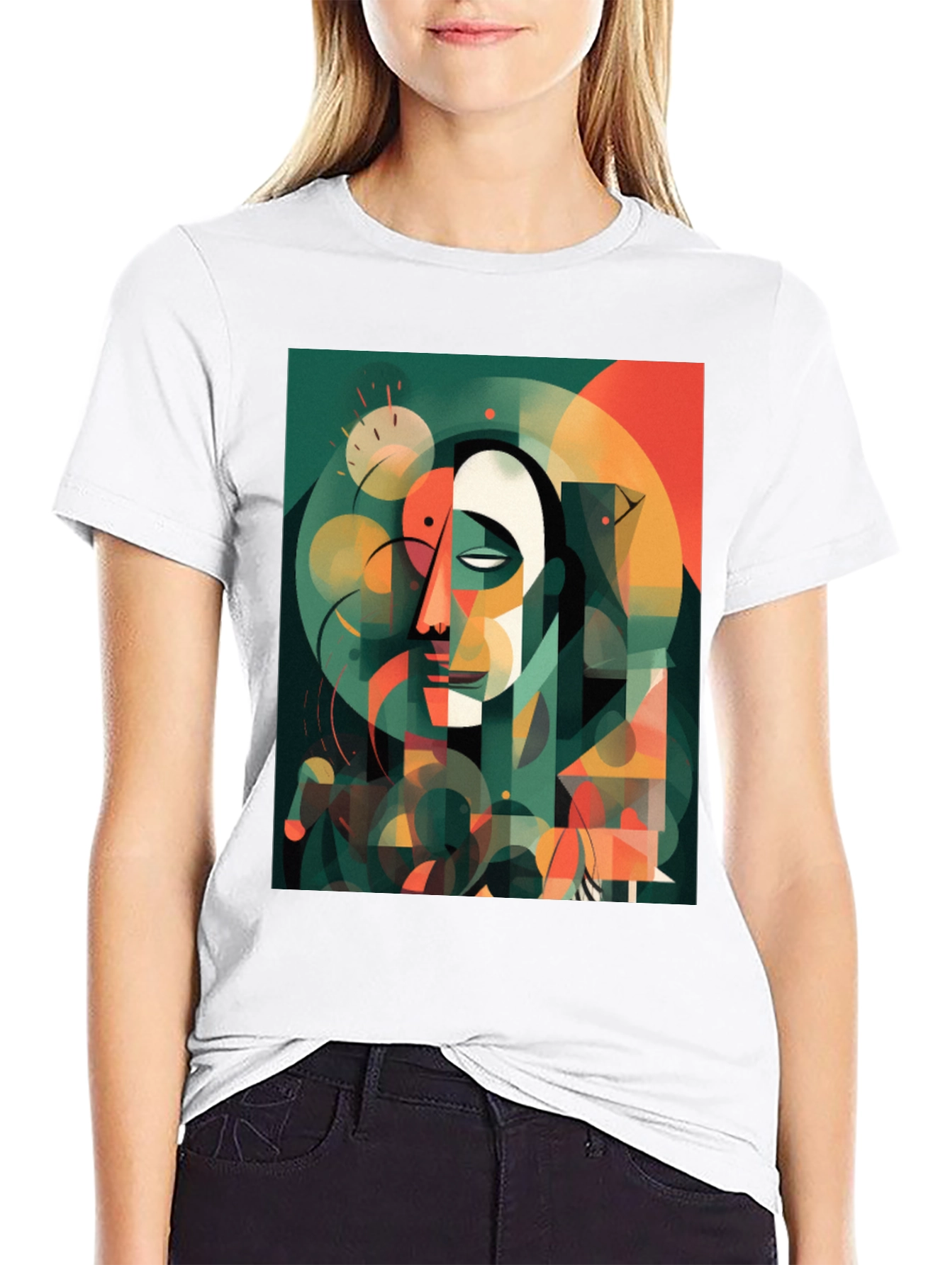 Abstract Geometric Face Graphic Tee