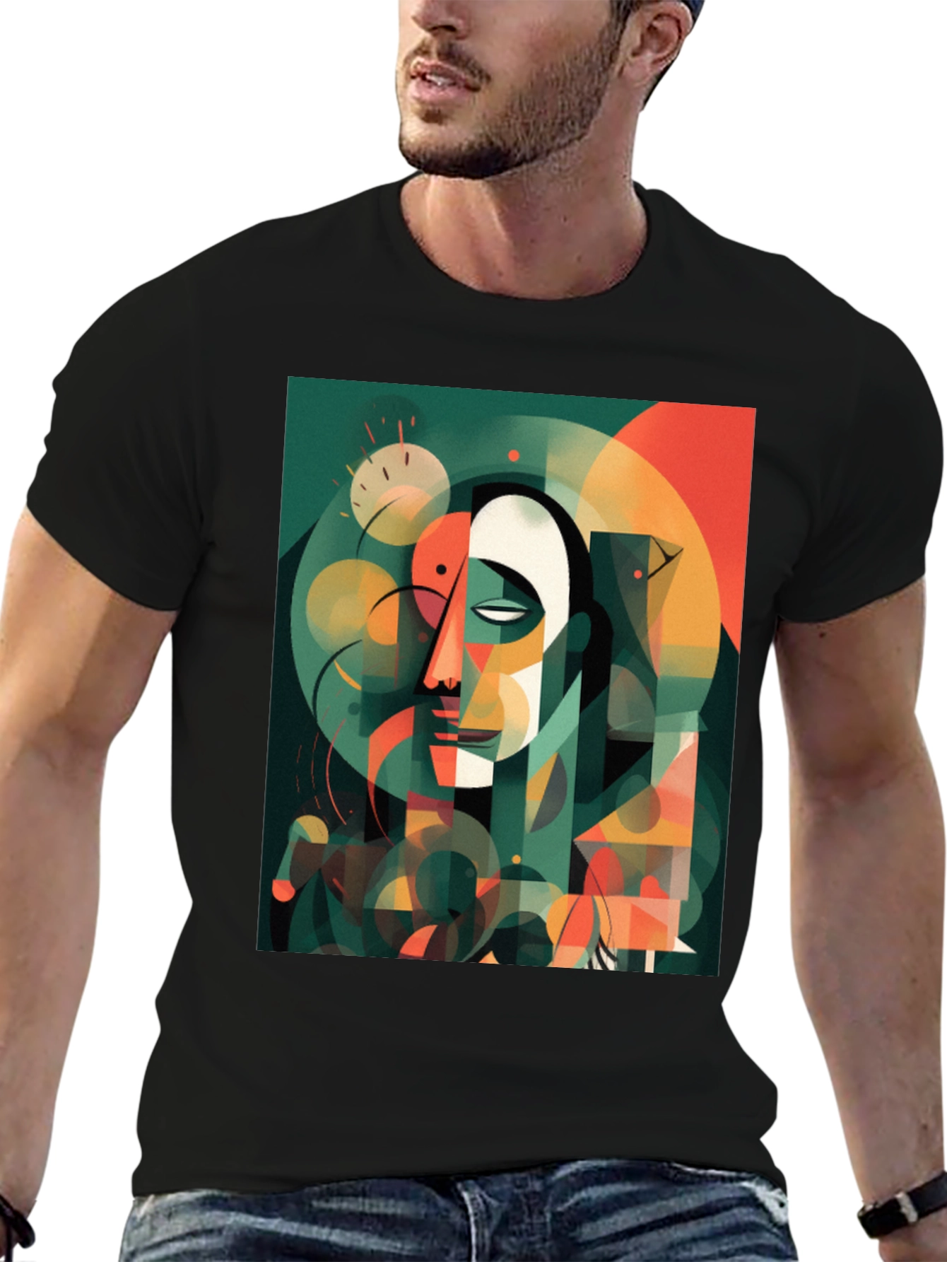 Abstract Geometric Face Graphic Tee