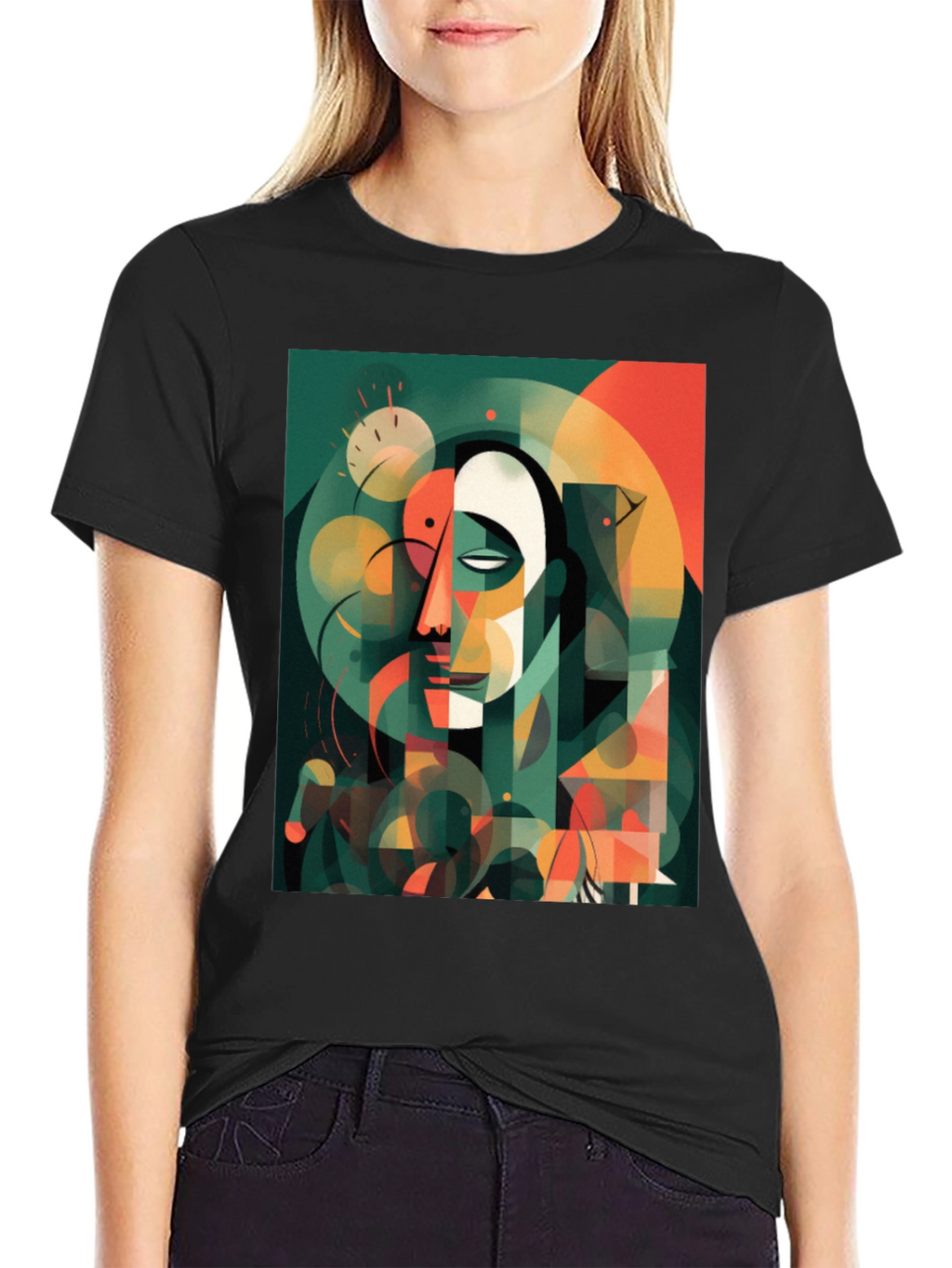 Abstract Geometric Face Graphic Tee