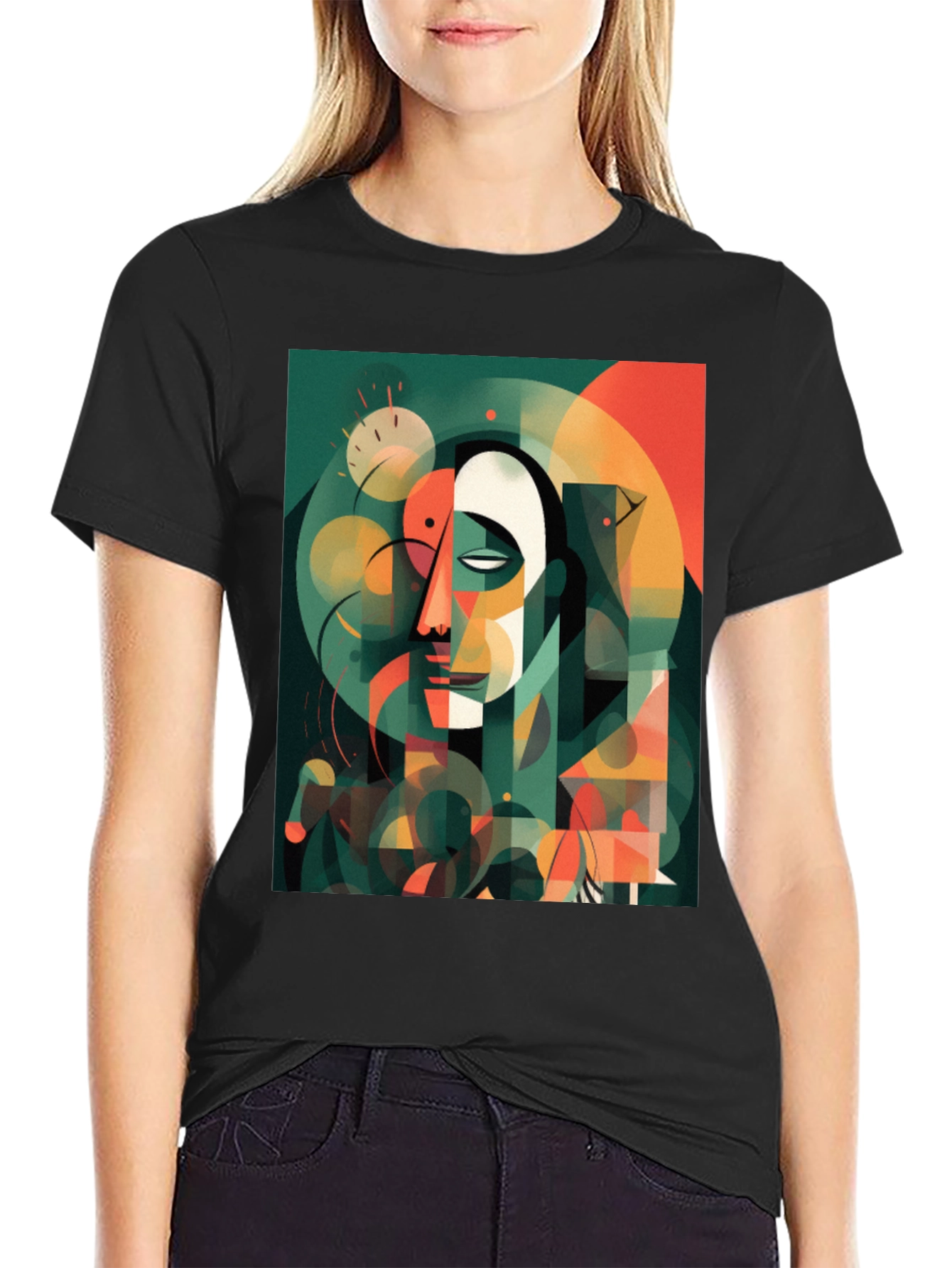 Abstract Geometric Face Graphic Tee