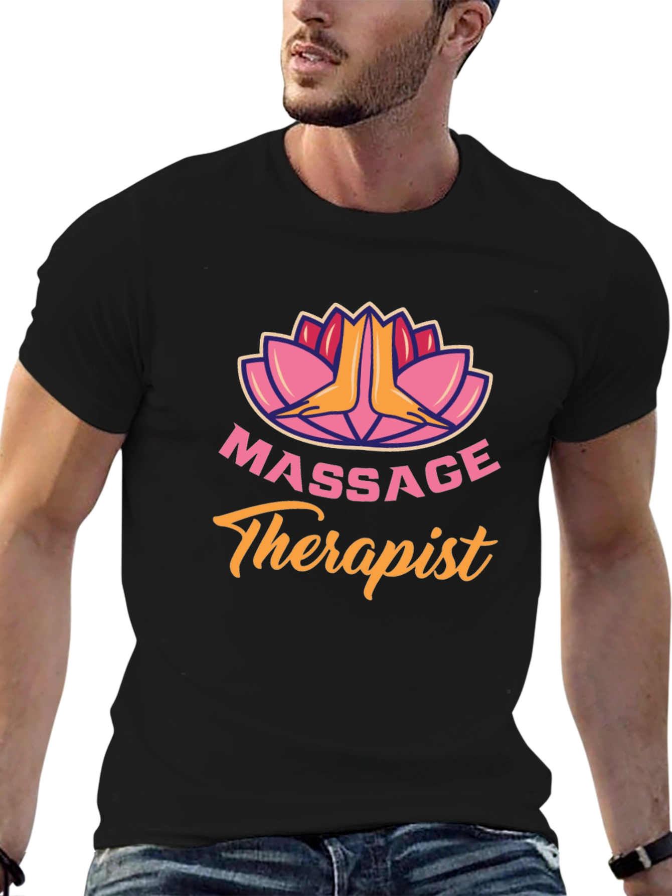 Massage Therapist Black T-Shirt Relaxing Spa Gift Idea