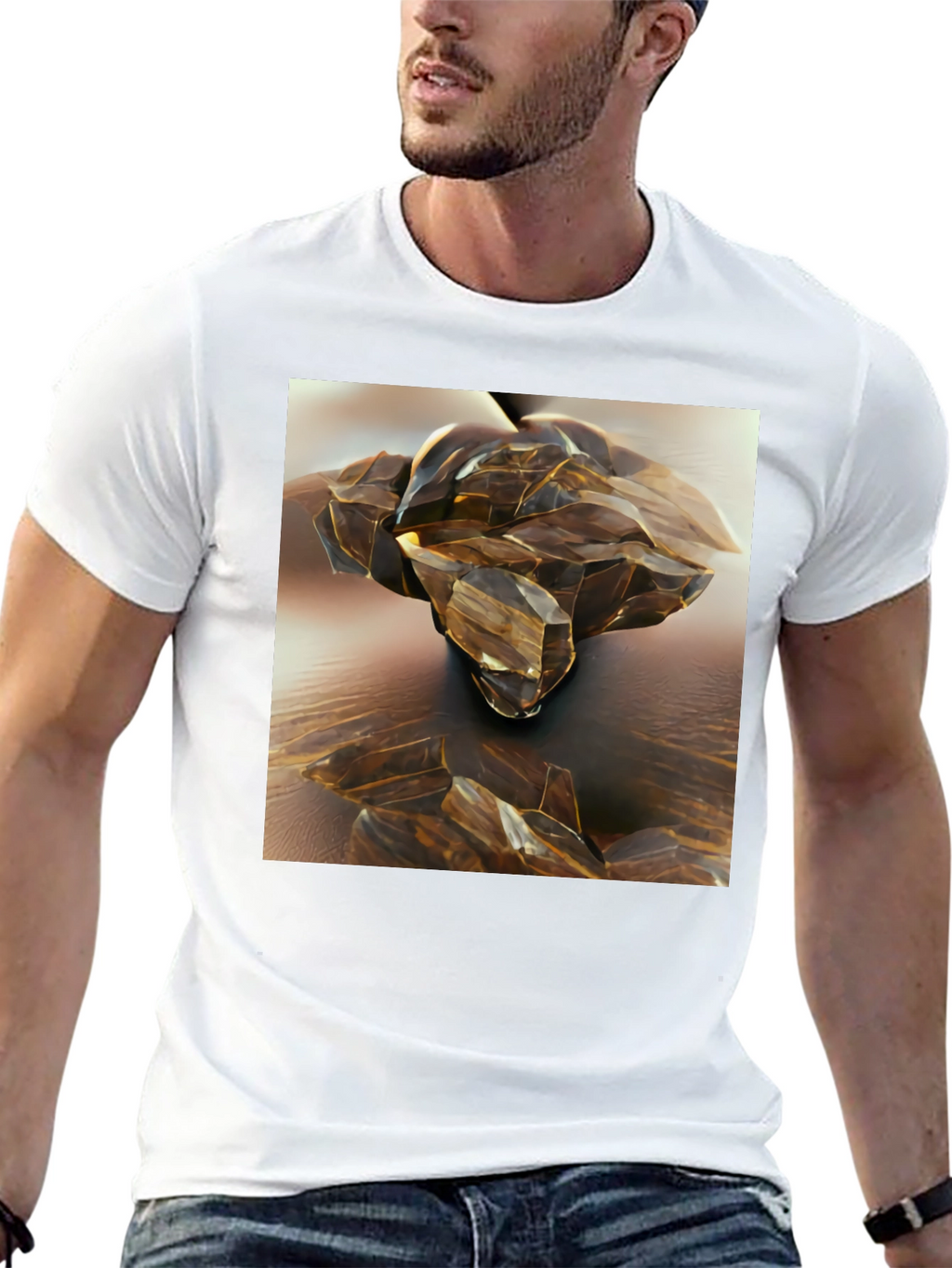 Abstract Crystal Design Black T-Shirt