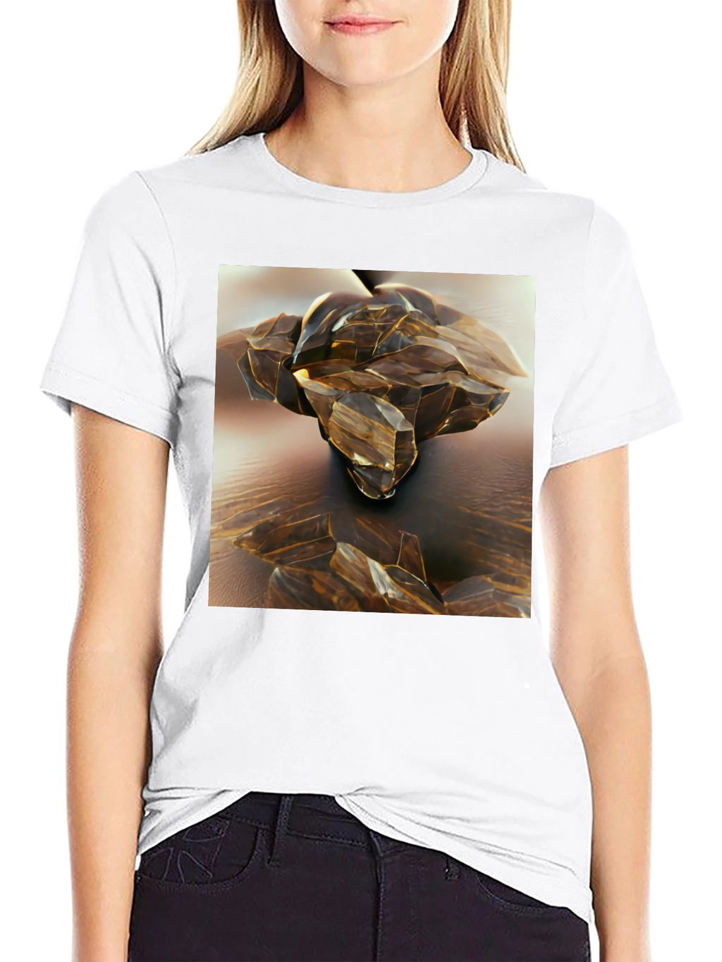 Abstract Crystal Design Black T-Shirt