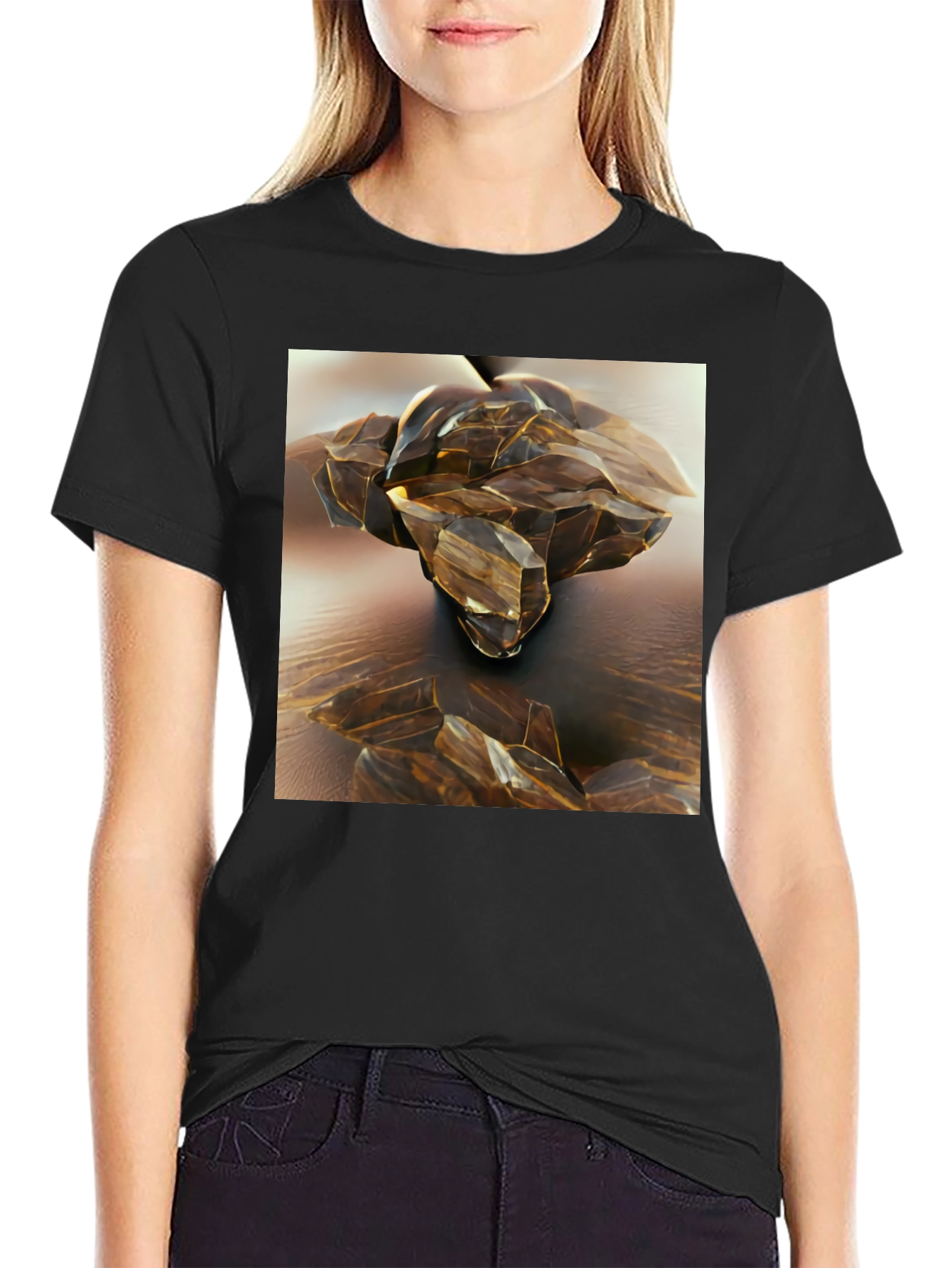 Abstract Crystal Design Black T-Shirt
