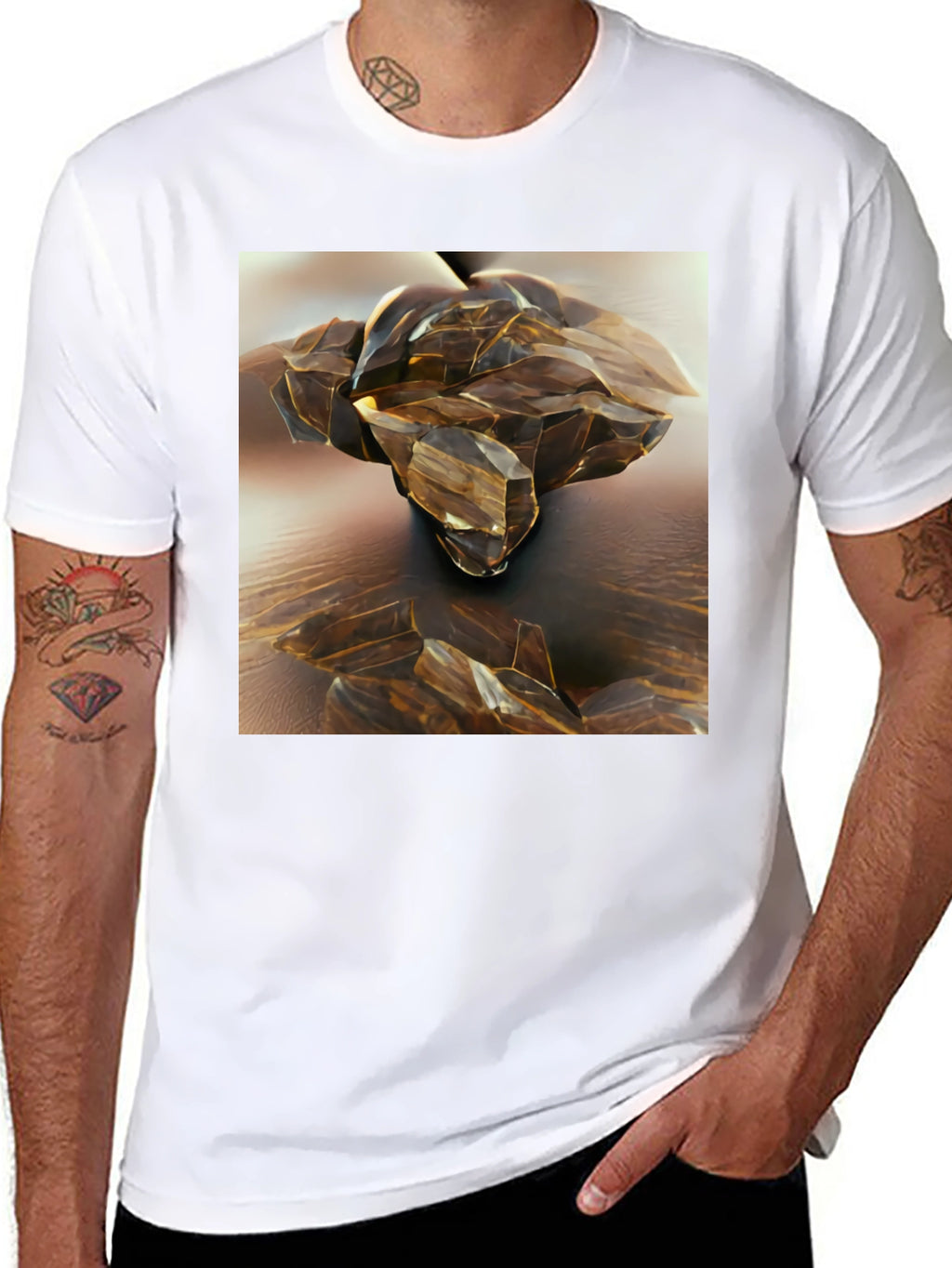 Abstract Crystal Design Black T-Shirt