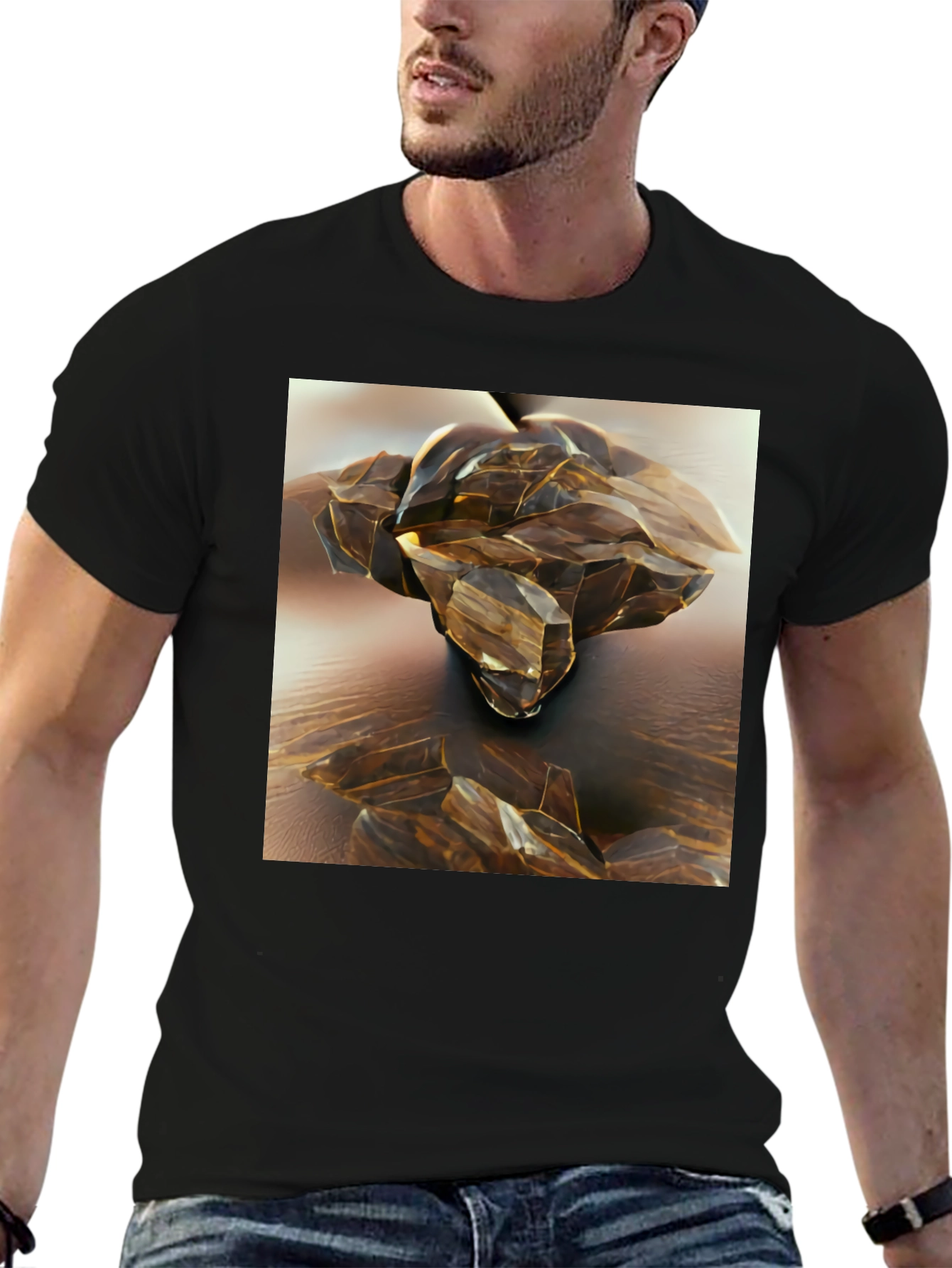 Abstract Crystal Design Black T-Shirt
