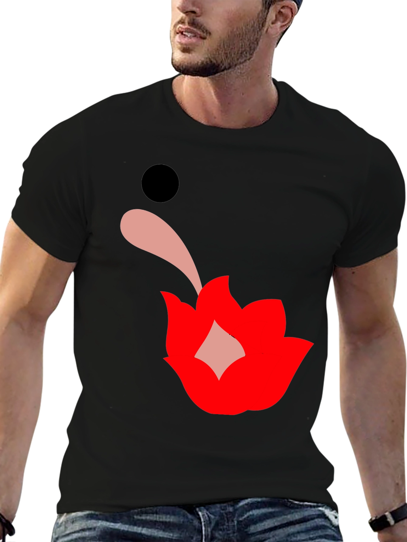 Graphic Print Black Tee