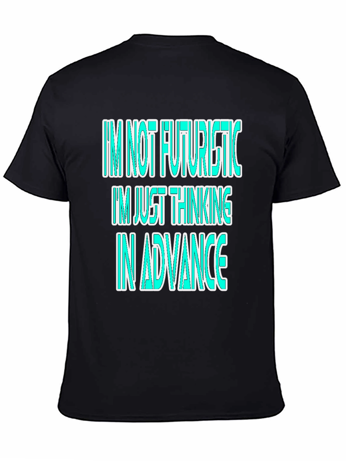 Futuristic Thinking Graphic Tee - Black Cotton Casual T-Shirt