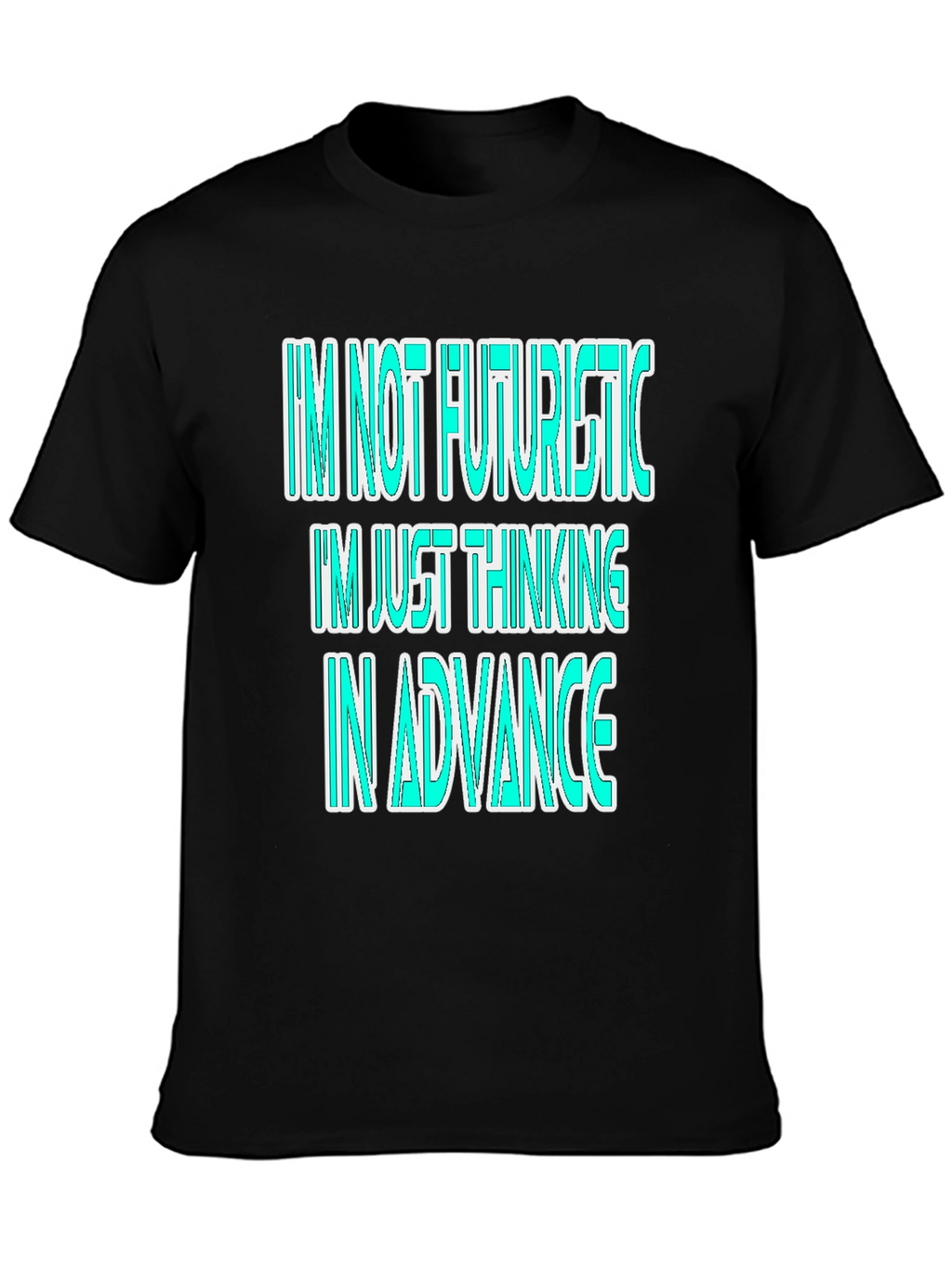 Futuristic Thinking Graphic Tee - Black Cotton Casual T-Shirt