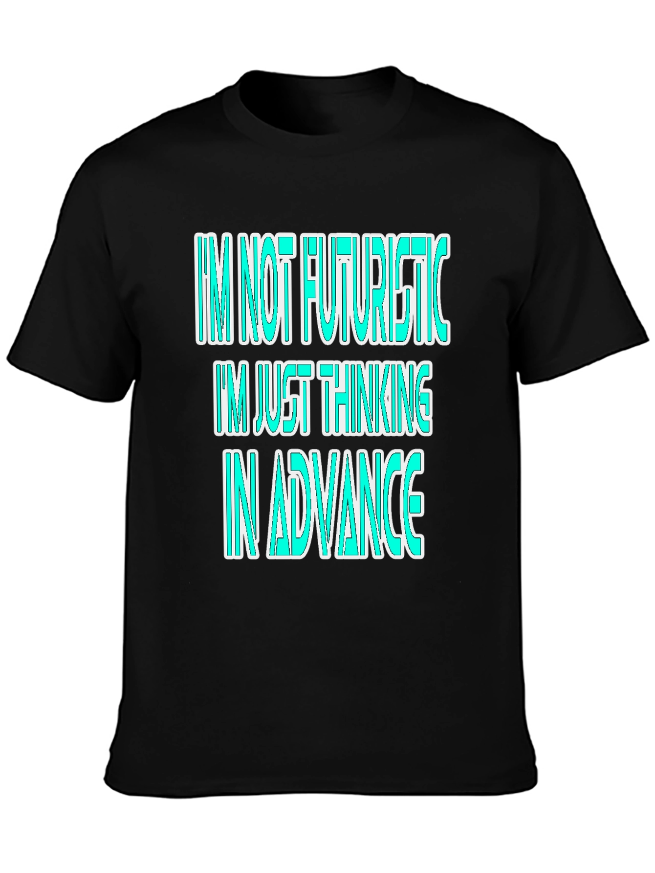 Futuristic Thinking Graphic Tee - Black Cotton Casual T-Shirt