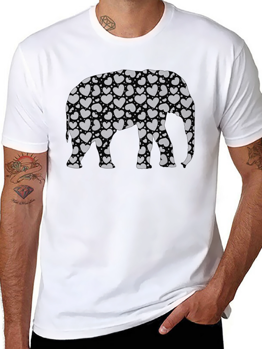 Heart Elephant Graphic Tee - Casual Comfort
