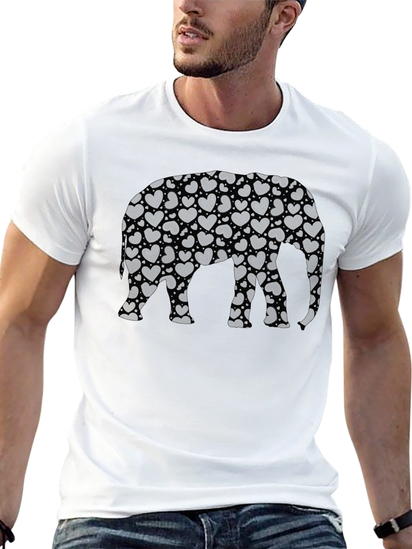 Heart Elephant Graphic Tee - Casual Comfort