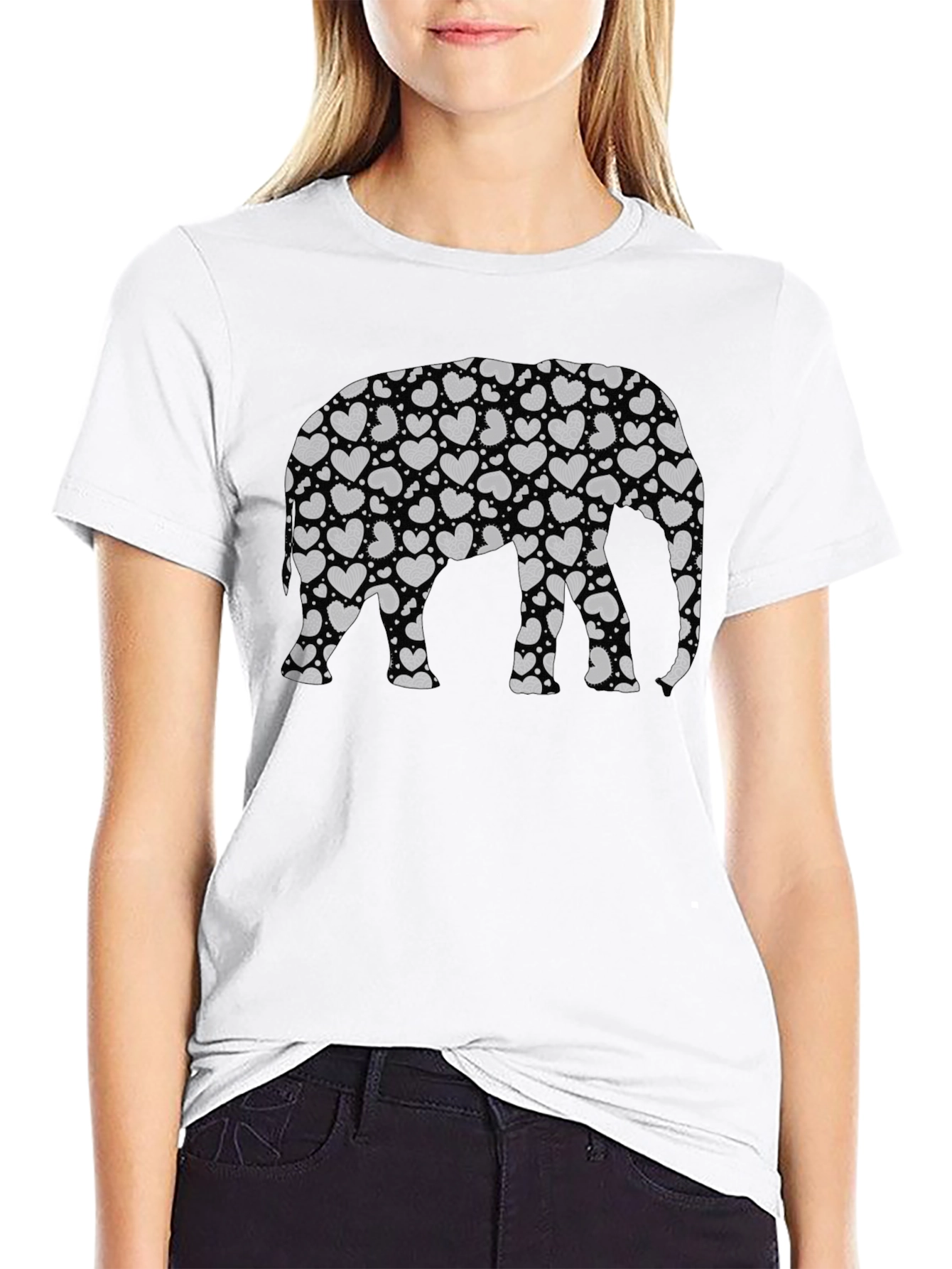 Heart Elephant Graphic Tee - Casual Comfort