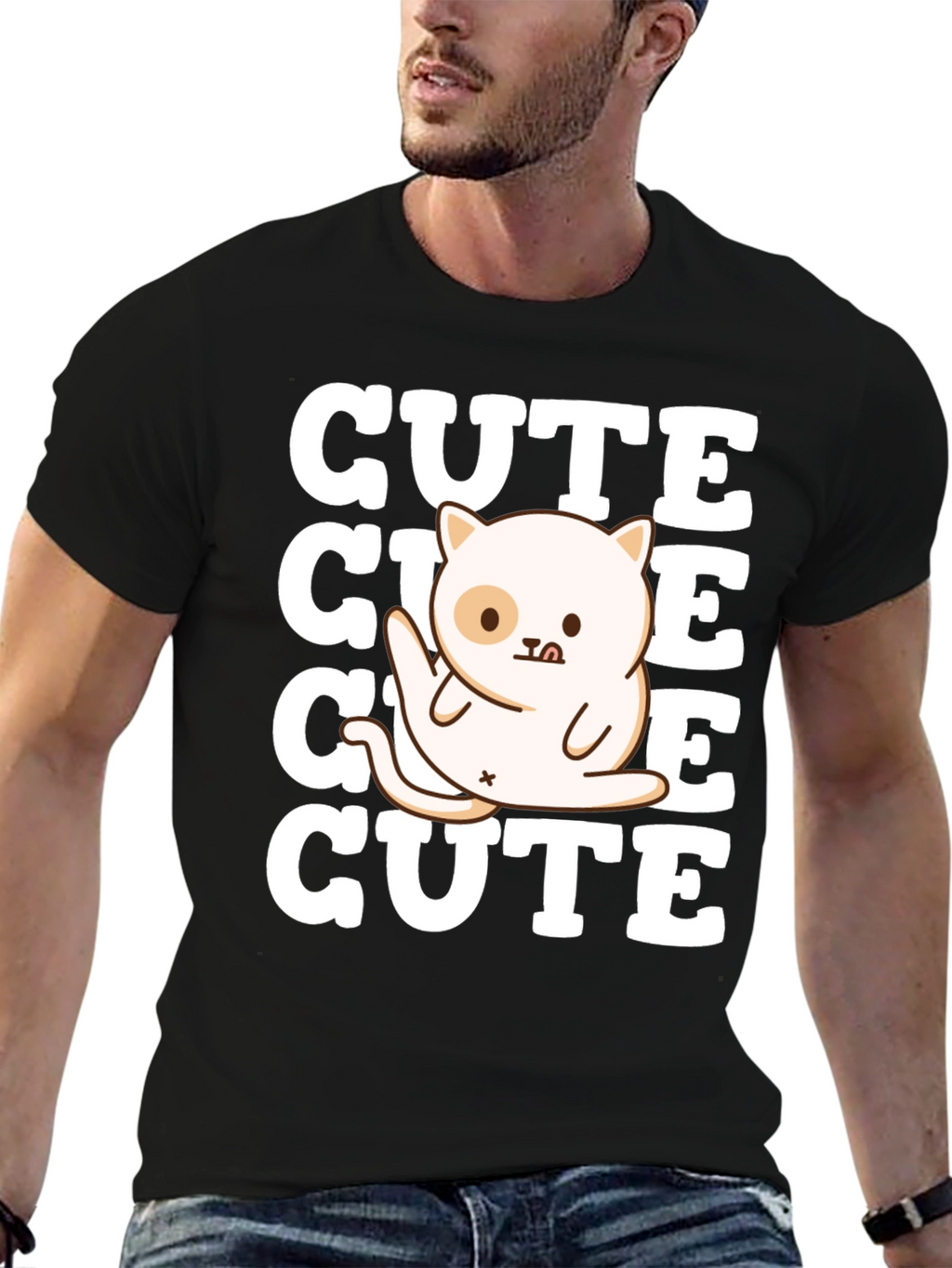 Cute Cat Graphic Tee - Soft Cotton Blend