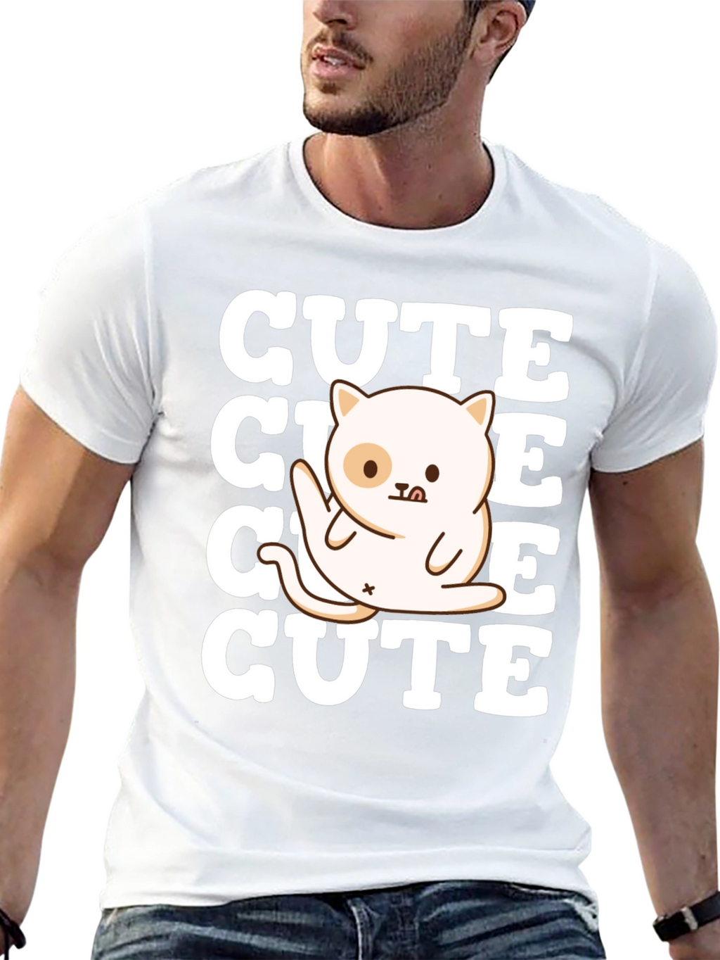 Cute Cat Graphic Tee - Soft Cotton Blend