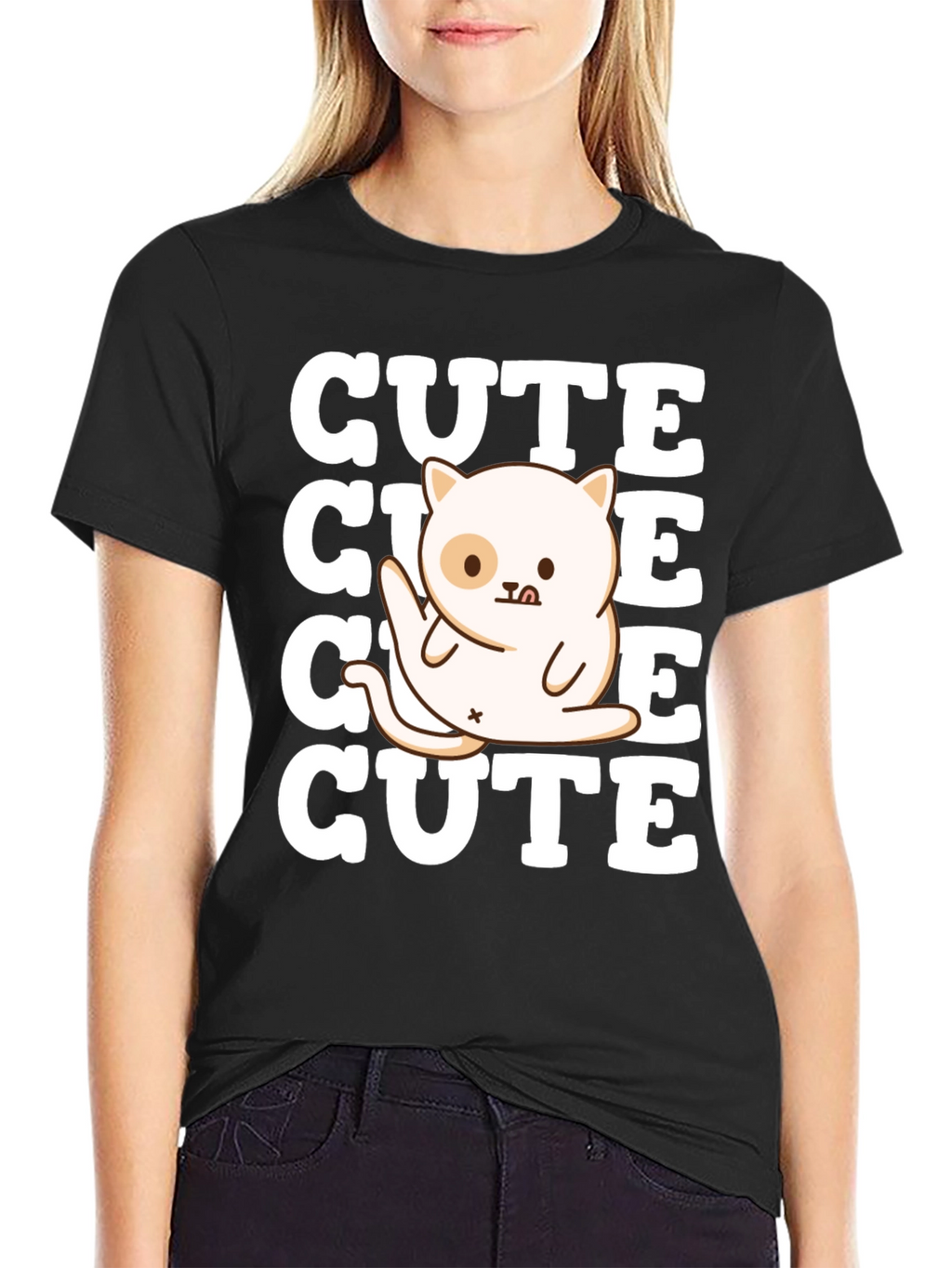 Cute Cat Graphic Tee - Soft Cotton Blend