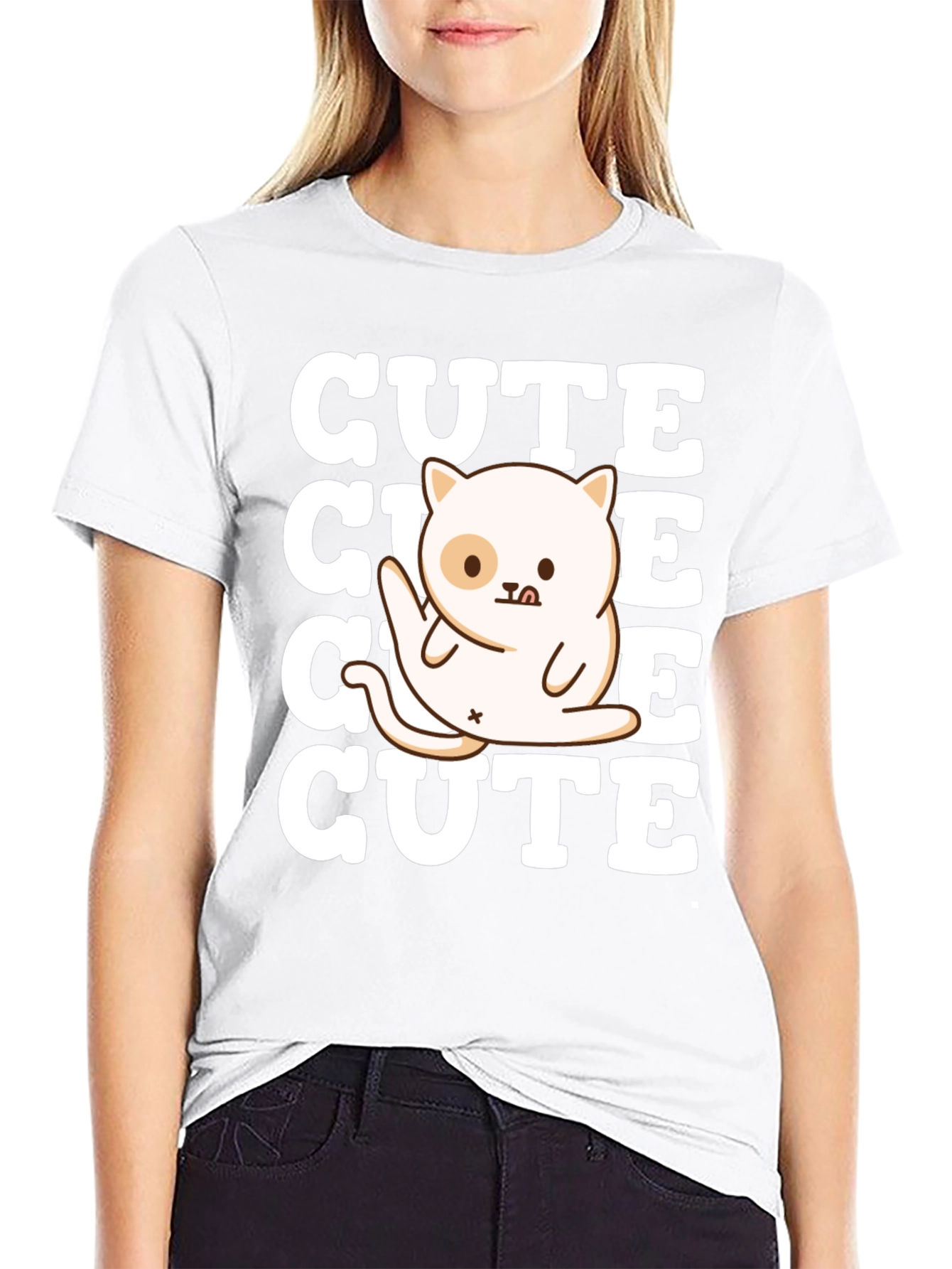 Cute Cat Graphic Tee - Soft Cotton Blend