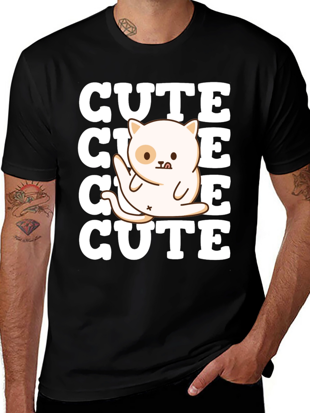 Cute Cat Graphic Tee - Soft Cotton Blend