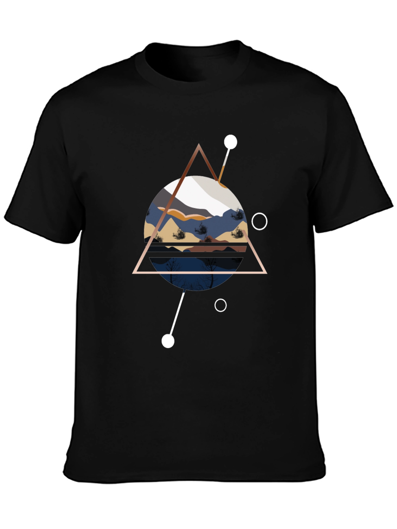 Geometric Mountainscape Black T-Shirt