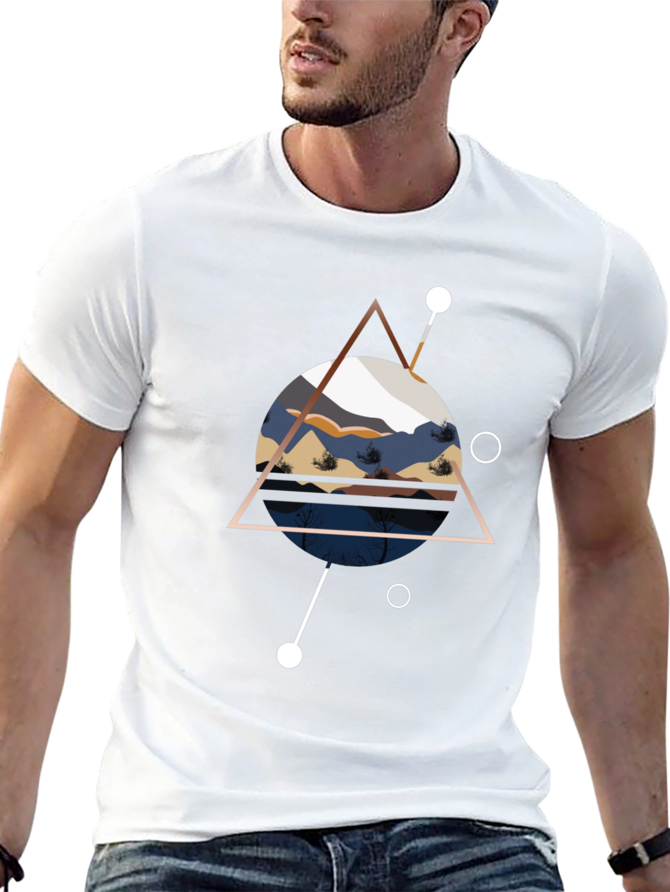 Geometric Mountainscape Black T-Shirt