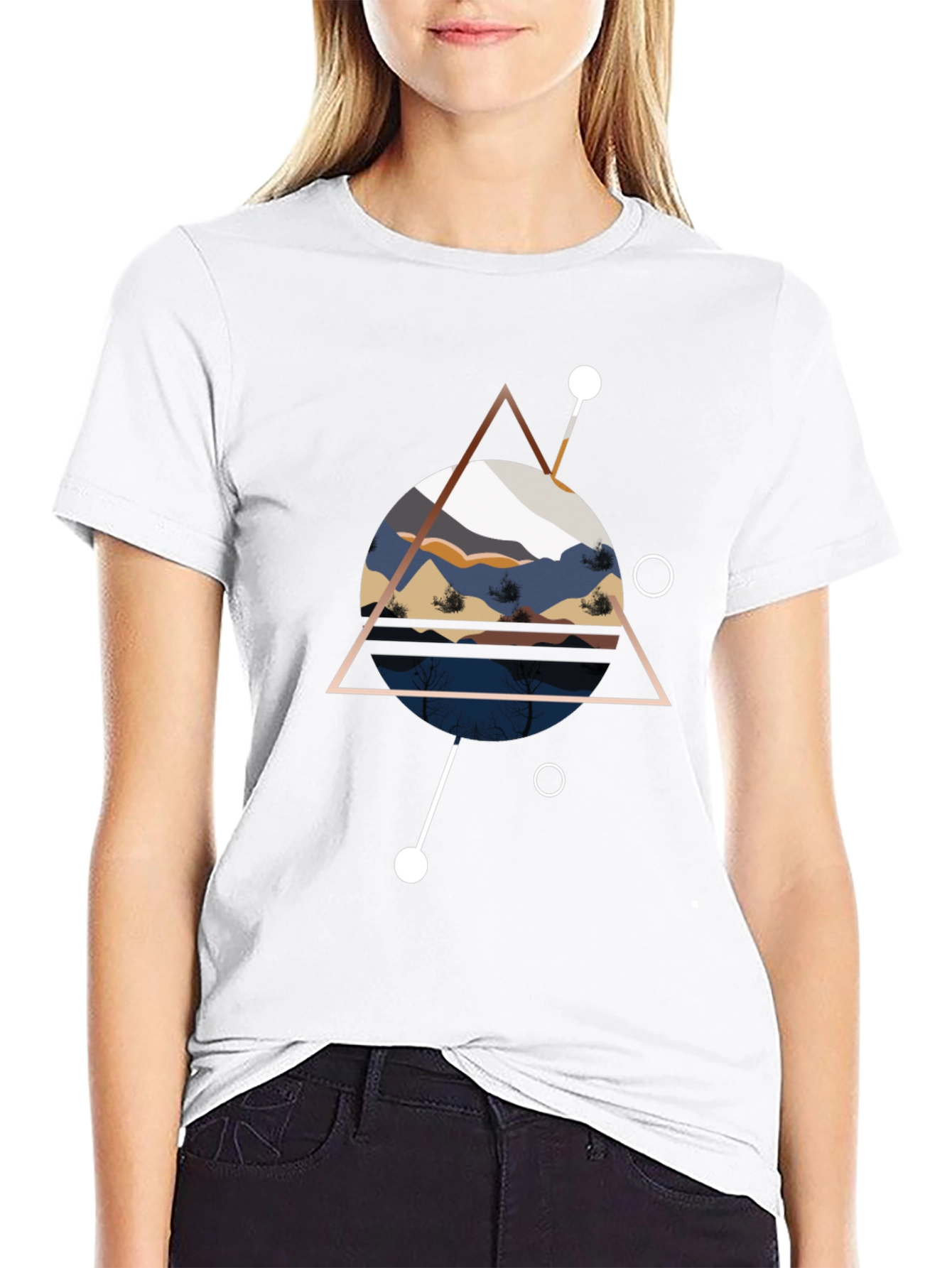 Geometric Mountainscape Black T-Shirt